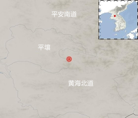 韩国气象厅分析的朝鲜地震位置。照片来自气象厅官网截图