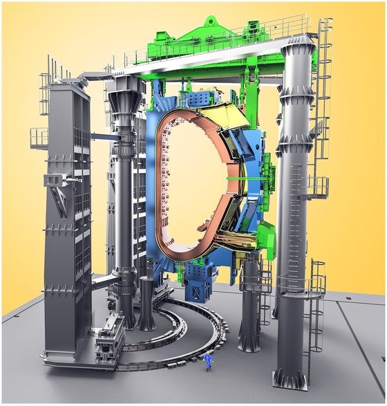 扇区附属组装设备组装的ITER扇区。【照片来自韩国国家核聚变研究所】