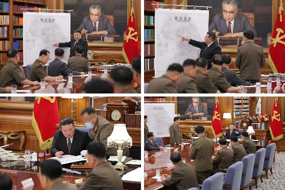 据朝鲜《劳动新闻》10日报道，在朝鲜国务委员长金恩正的指导下，朝鲜劳动党中央军事委员会第八届第七次扩大会议9日在党中央本部举行。【照片来源：NEWS1】