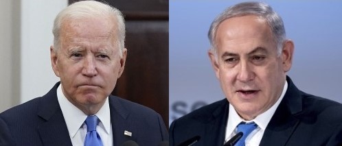 美国总统拜登和以色列总理本雅明·内塔尼亚胡。有预测称，美国总统拜登将于18日(当地时间)访问以色列，要求防止事态扩大。【照片来源：韩联社、中央图片库】 