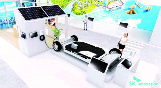 图为将在CES 2023上公开电池等尖端电动汽车技术的SK集团展位。【照片来源：SK innovation】