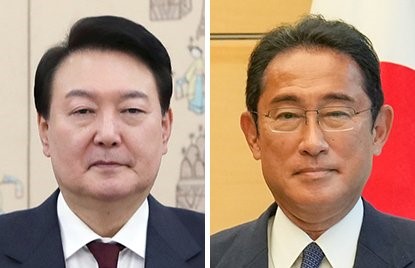 韩国总统尹锡悦(左)和日本首相岸田文雄(右)