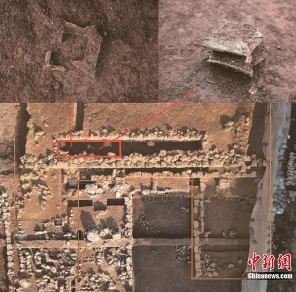 梧登洞寺庙遗址出土的金铜多层小塔。【照片来源：受访者供图】