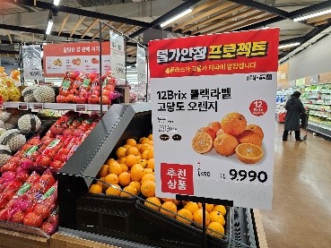 世宗某大型超市销售的美国产高糖蜜橙。【照片来源：世宗=罗相炫记者】